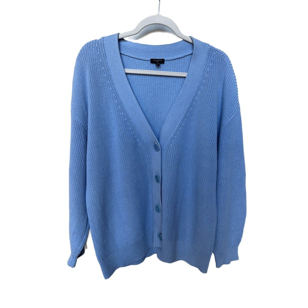 Talbots Light Blue Cardigan Plus XL Pima Cotton